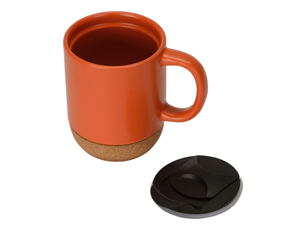 Кружка Denpasar с пробковым дном и крышкой, цветная с двух сторон, оранжевый-3