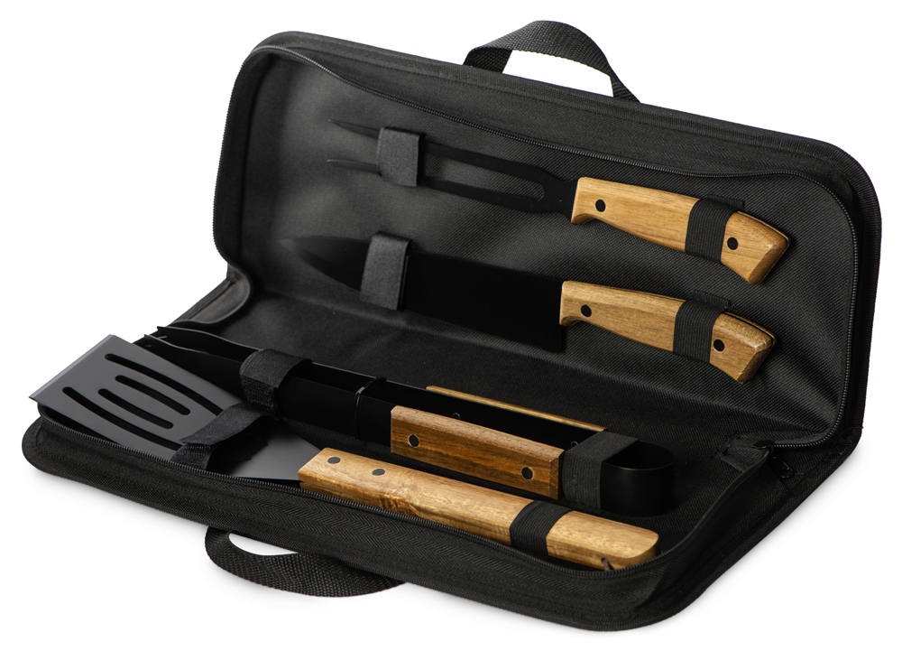 BBQ набор из акации, черный-0