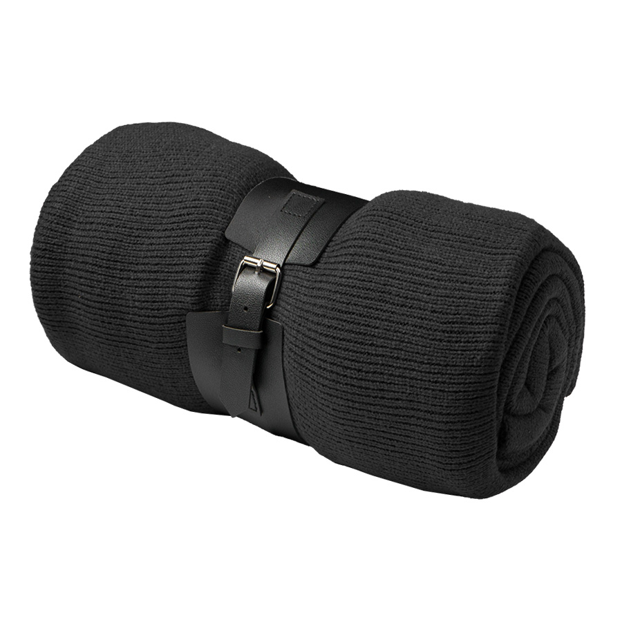 Плед  "Belt"; чёрный; 130 х 180 см; 100% акрил, с поясом, черный-1