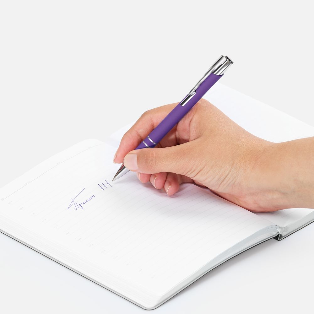 Ручка шариковая Keskus Soft Touch, фиолетовая-2