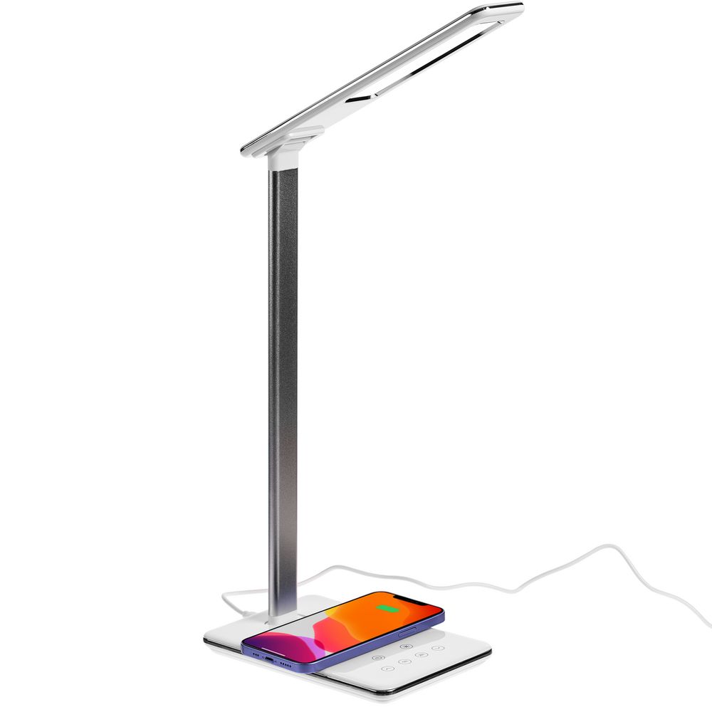 Настольная лампа с беспроводной зарядкой Power Spot, белая-0