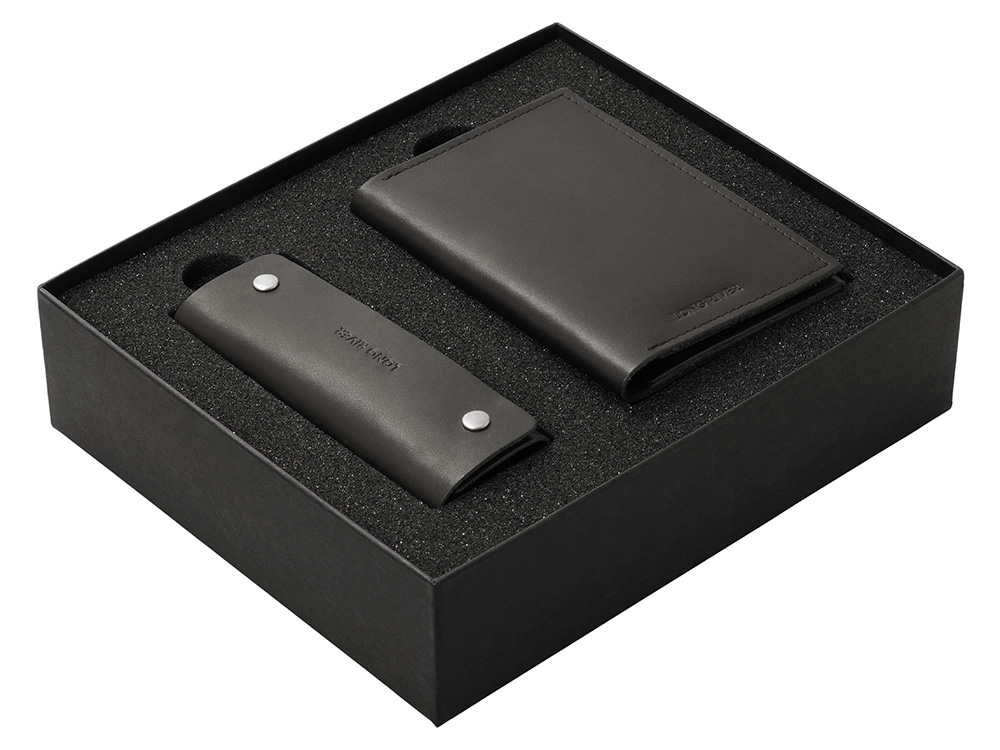 Подарочный набор Long River: обложка для паспорта, ключница, черная коробка-1