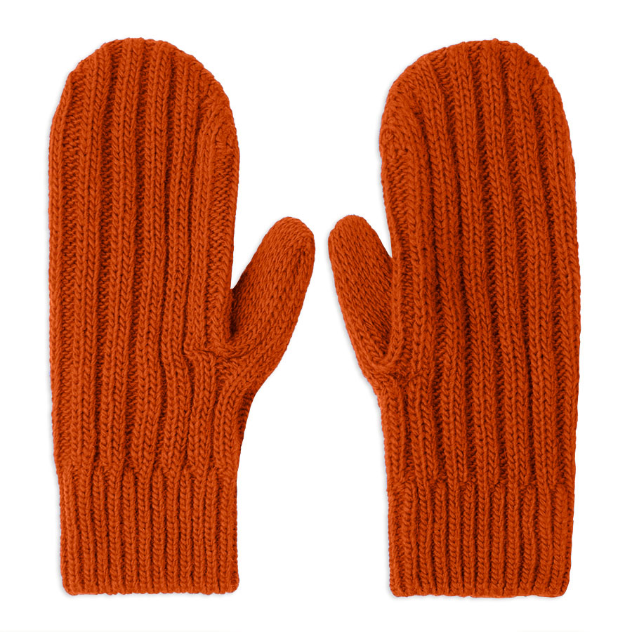Варежки вязаные НАСВЯЗИ© шерсть/акрил, оранжевый-0