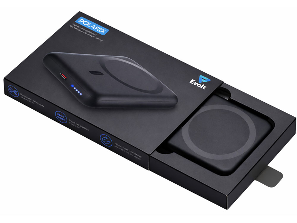 Магнитный внешний беспроводной аккумулятор Polarix, QC/PD, 10000 мАч, черный-8