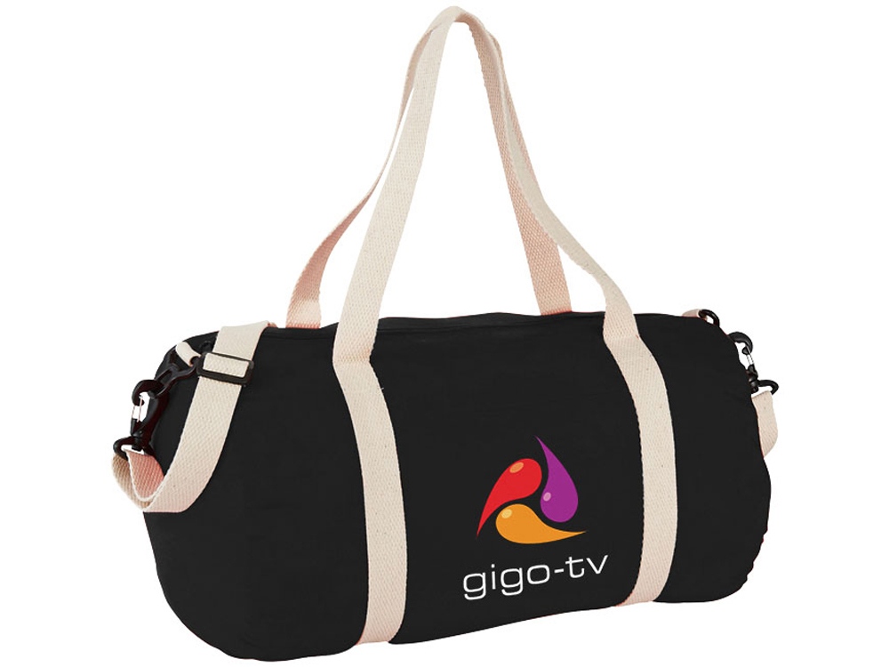 Хлопковая сумка Barrel Duffel, черный/бежевый-3