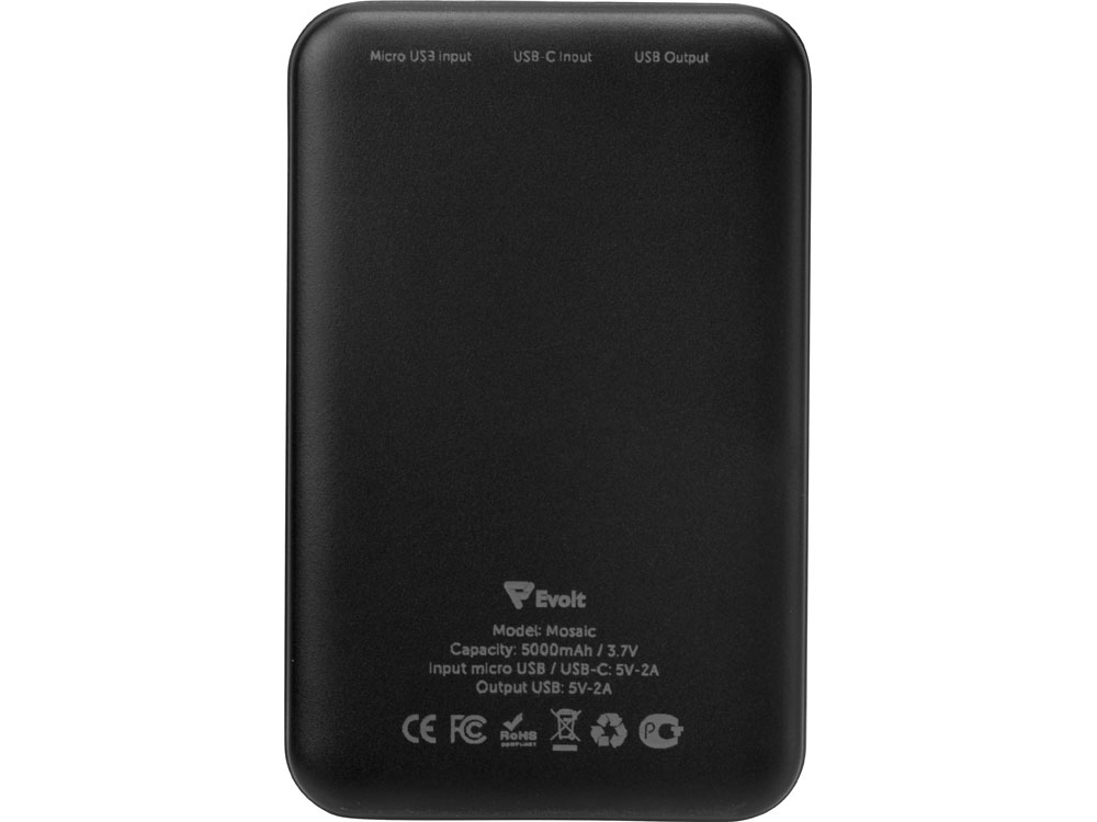 Внешний аккумулятор Evolt Mosaic, 5000 mAh, черный-5