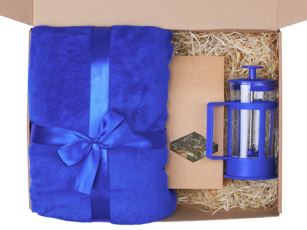 Подарочный набор Tea time с пледом, синий-2