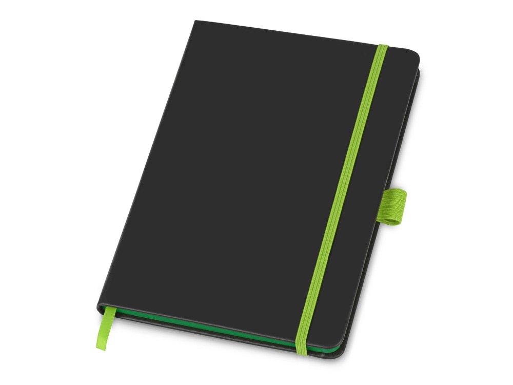 Блокнот ColorNote Black, твердая обложка A5, 80 листов, черный с зеленым яблоком-0