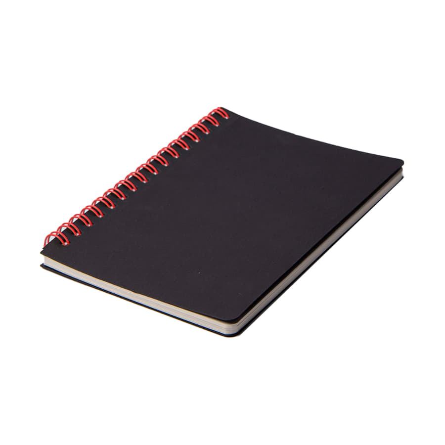 Блокнот на двойной пружине HELIX MINI, 105 х 150  мм, черный с красным, блок в клетку, черный, красный-3
