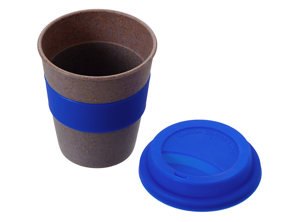 Стакан с силиконовой крышкой Cafe, темно-синий-1