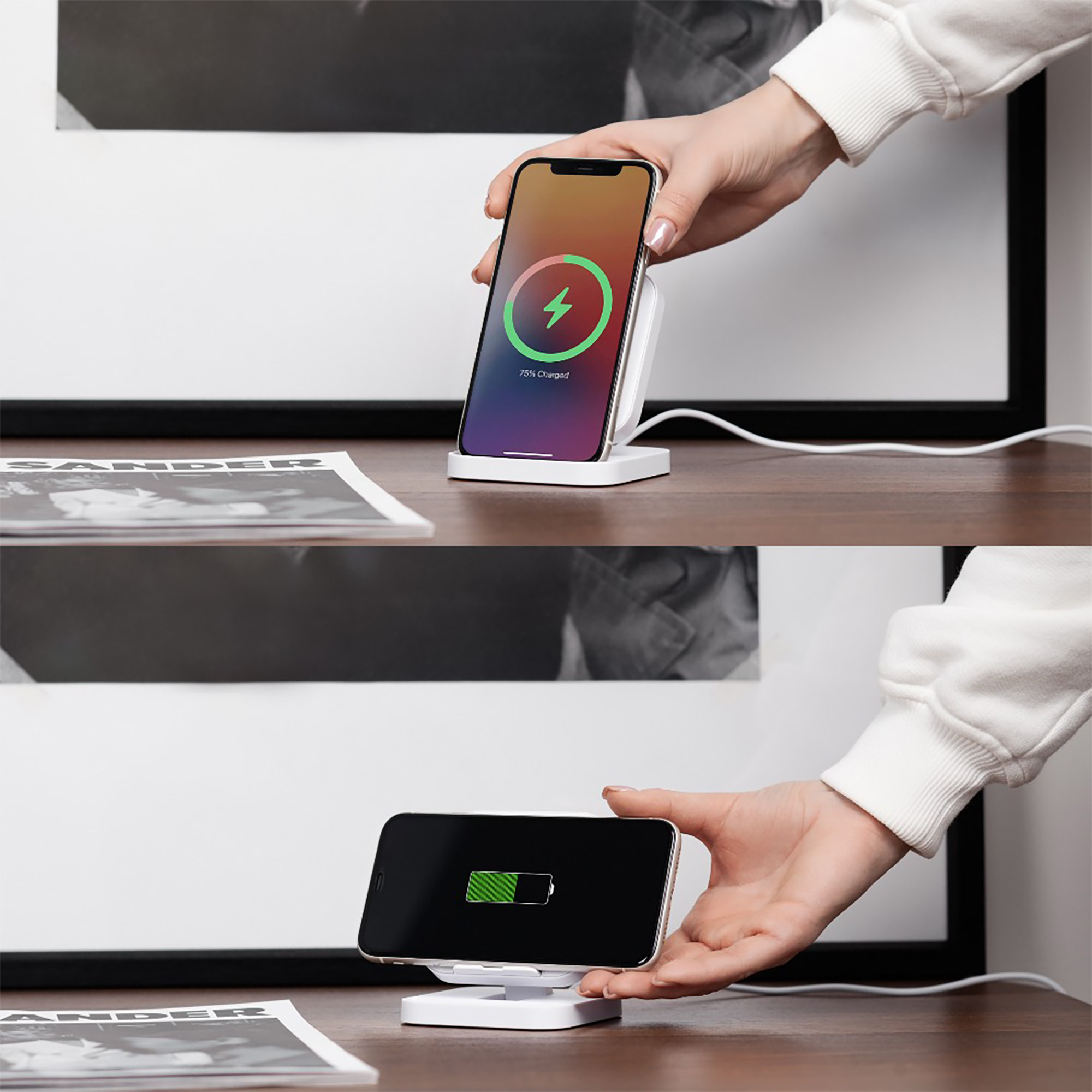 Складная настольная подставка "Flex" с беспроводным (15W) зарядным устройством-1