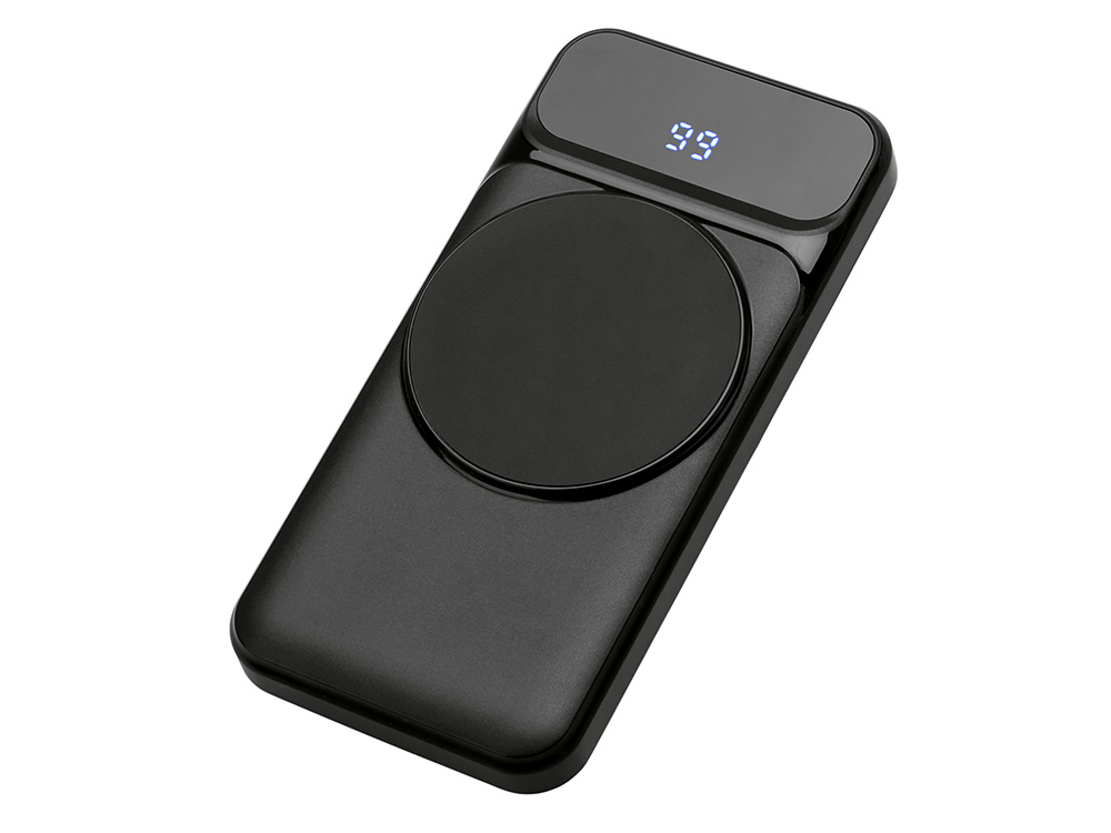 Магнитный беспроводной внешний аккумулятор со встроенными кабелями Мэни,быстаря зарядка, 10000 мАч, черный-0