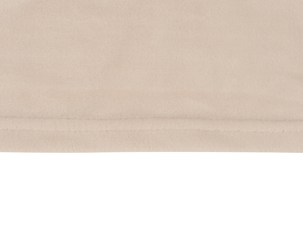 Плед флисовый Natty из переработанного пластика, бежевый со светло-розовой лентой-3