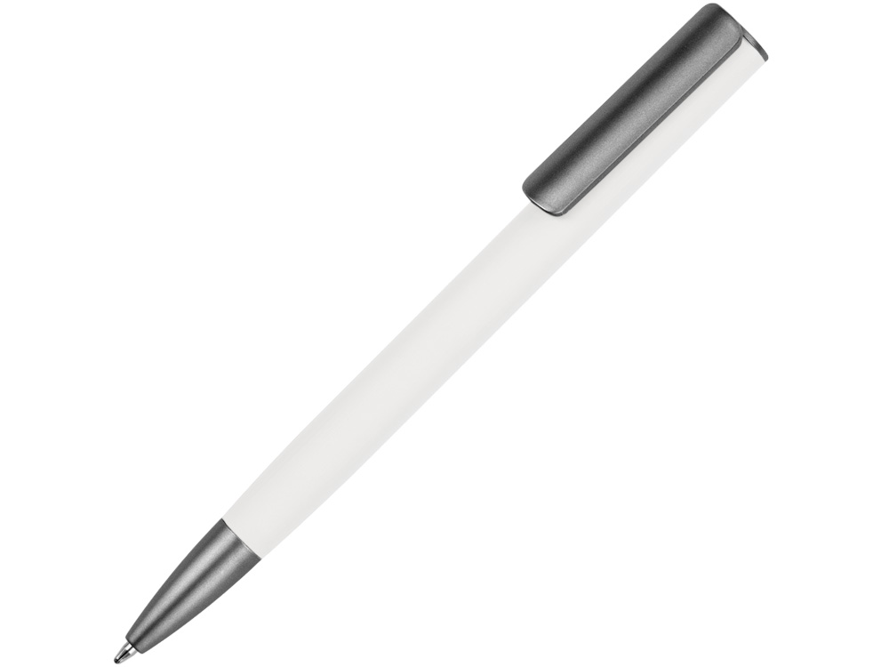 Ручка металлическая шариковая Insomnia софт-тач с зеркальным слоем, белая с серым-0