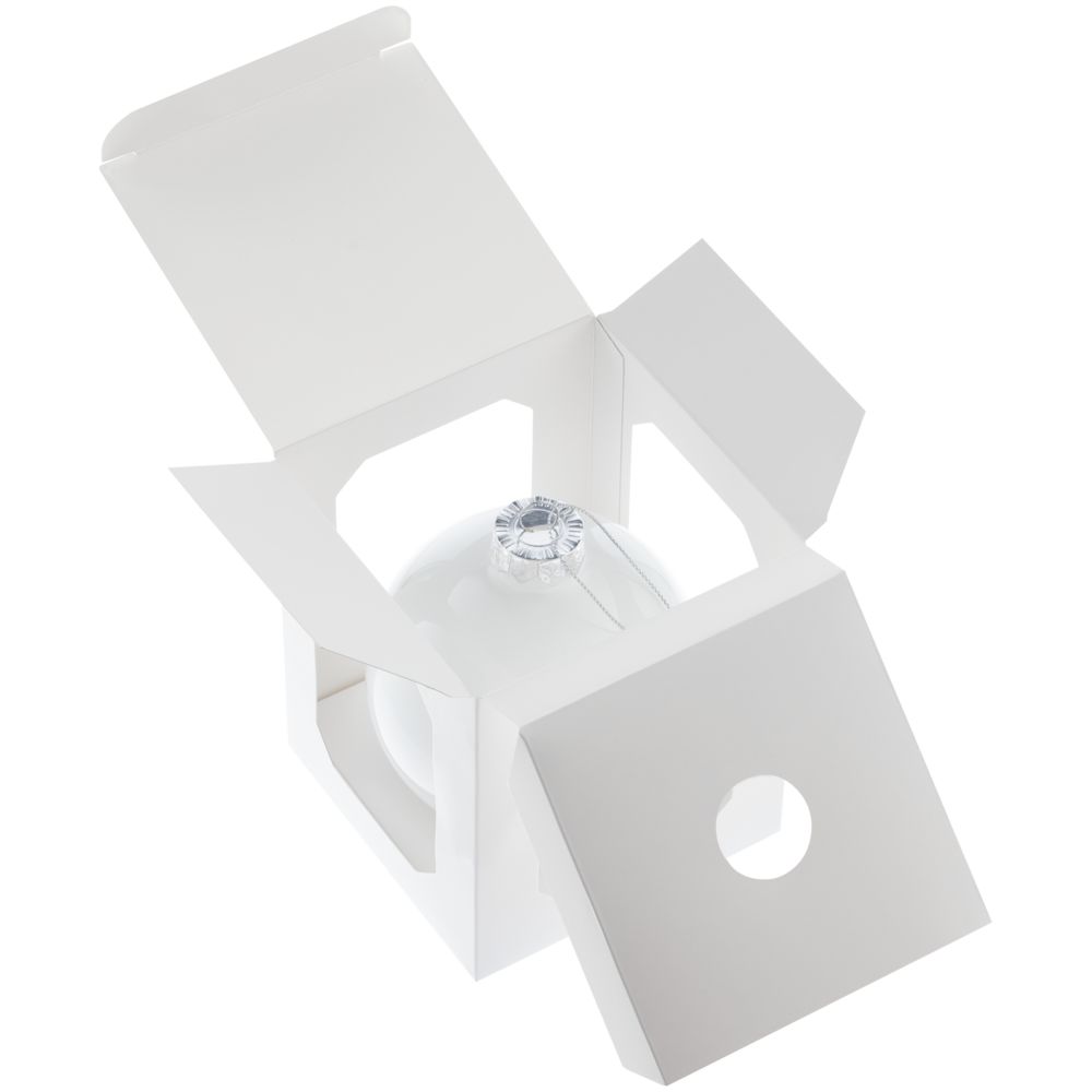 Елочный шар Finery Gloss, 10 см, глянцевый белый-2