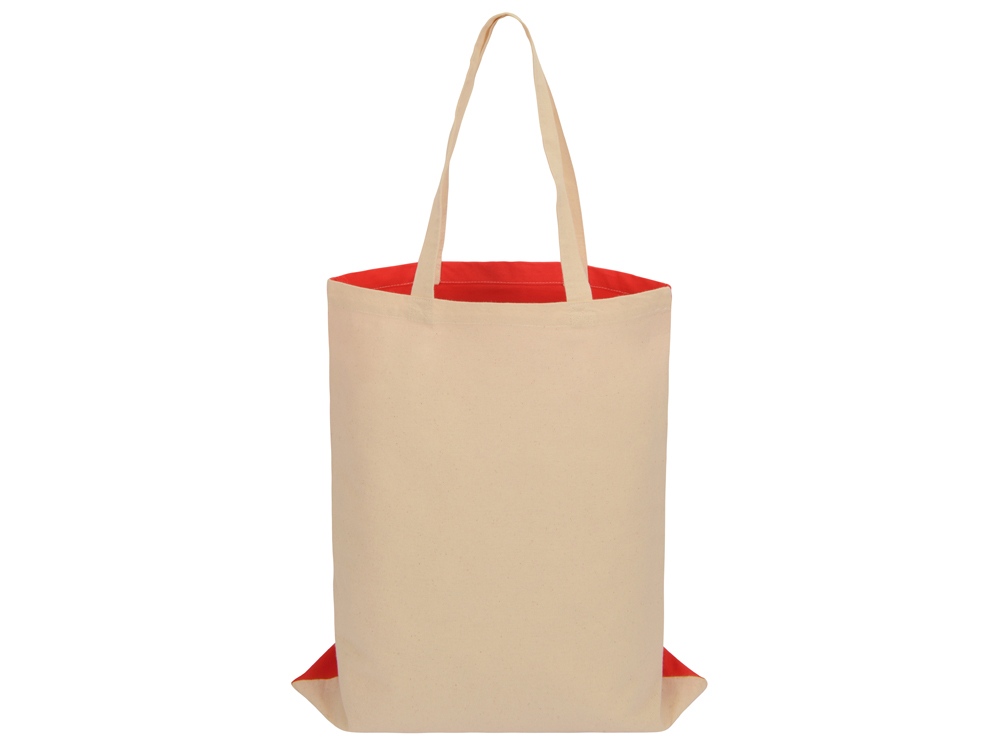 Сумка для шопинга Twin двухцветная из хлопка, 180 г/м2, красный/натуральный-4