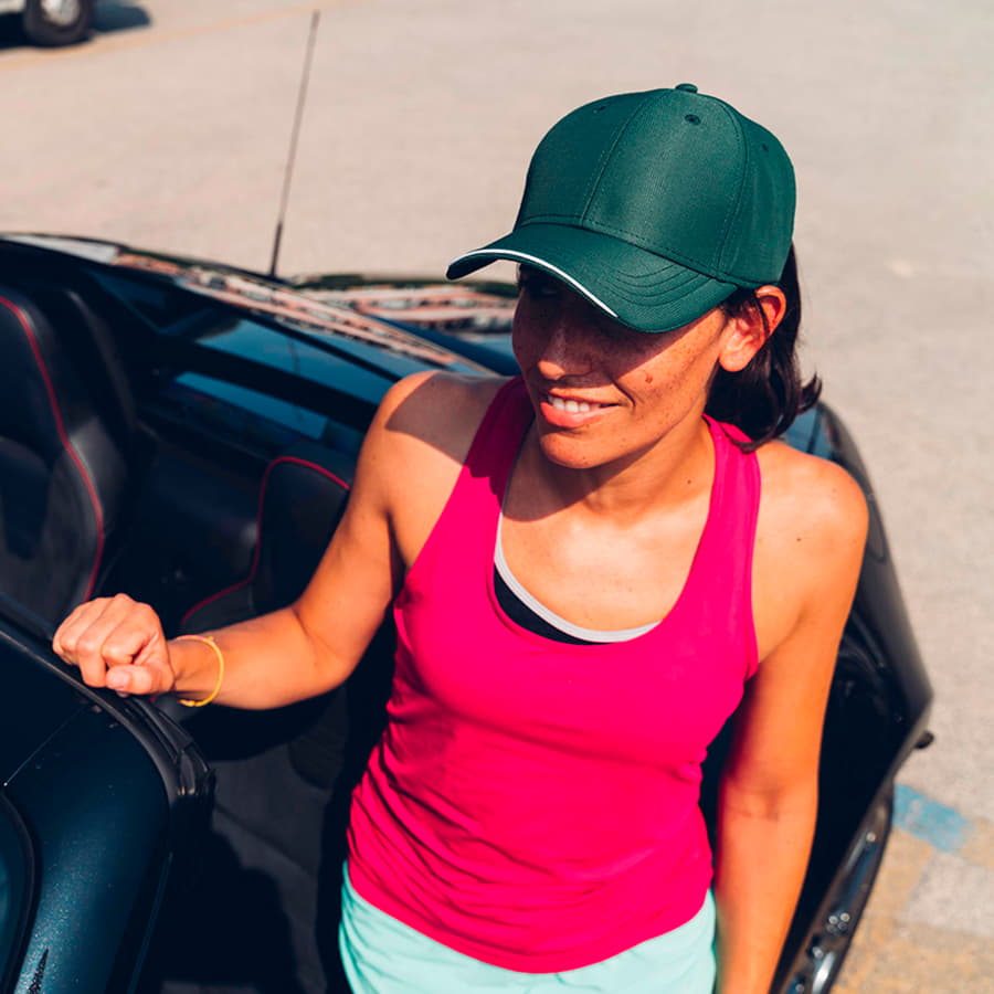 Бейсболка ESTORIL, 6 клиньев, застежка на липучке, красный, белый-2