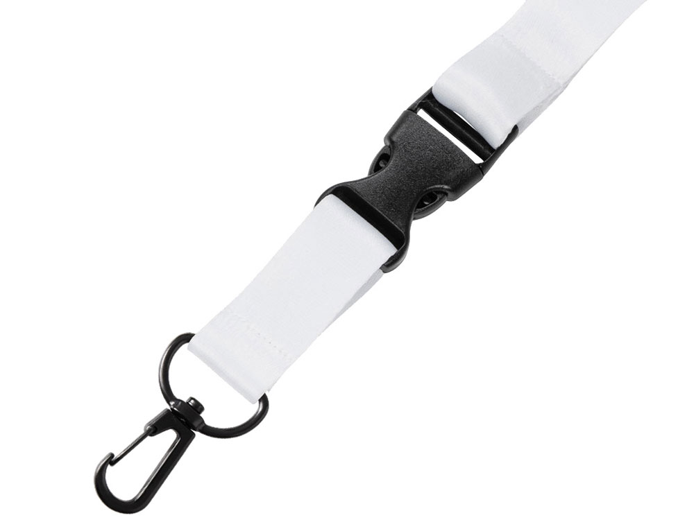 Ланъярд 2 см под сублимацию с карабином, межуровневым замком и замком обрыва, черный-3