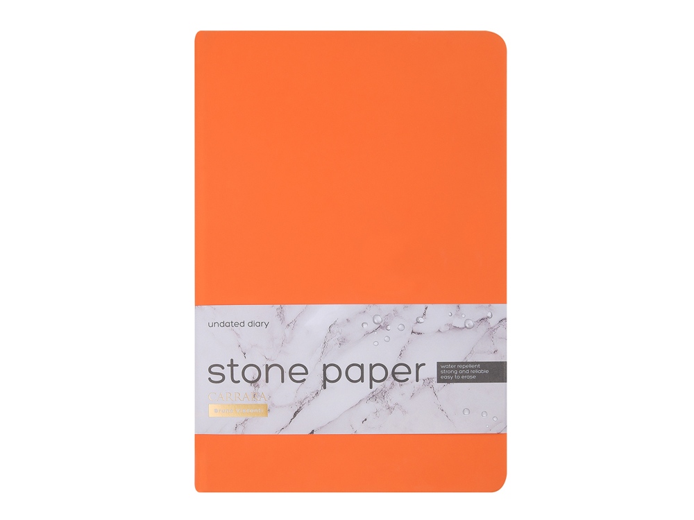 Ежедневник с каменной бумагой недатированный А5 Carrara, оранжевый-1
