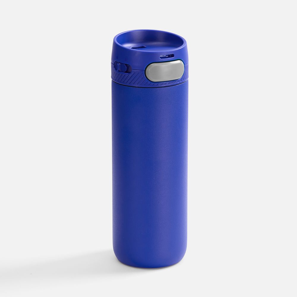 Термостакан X1 с цветной кнопкой, синий с серым-1