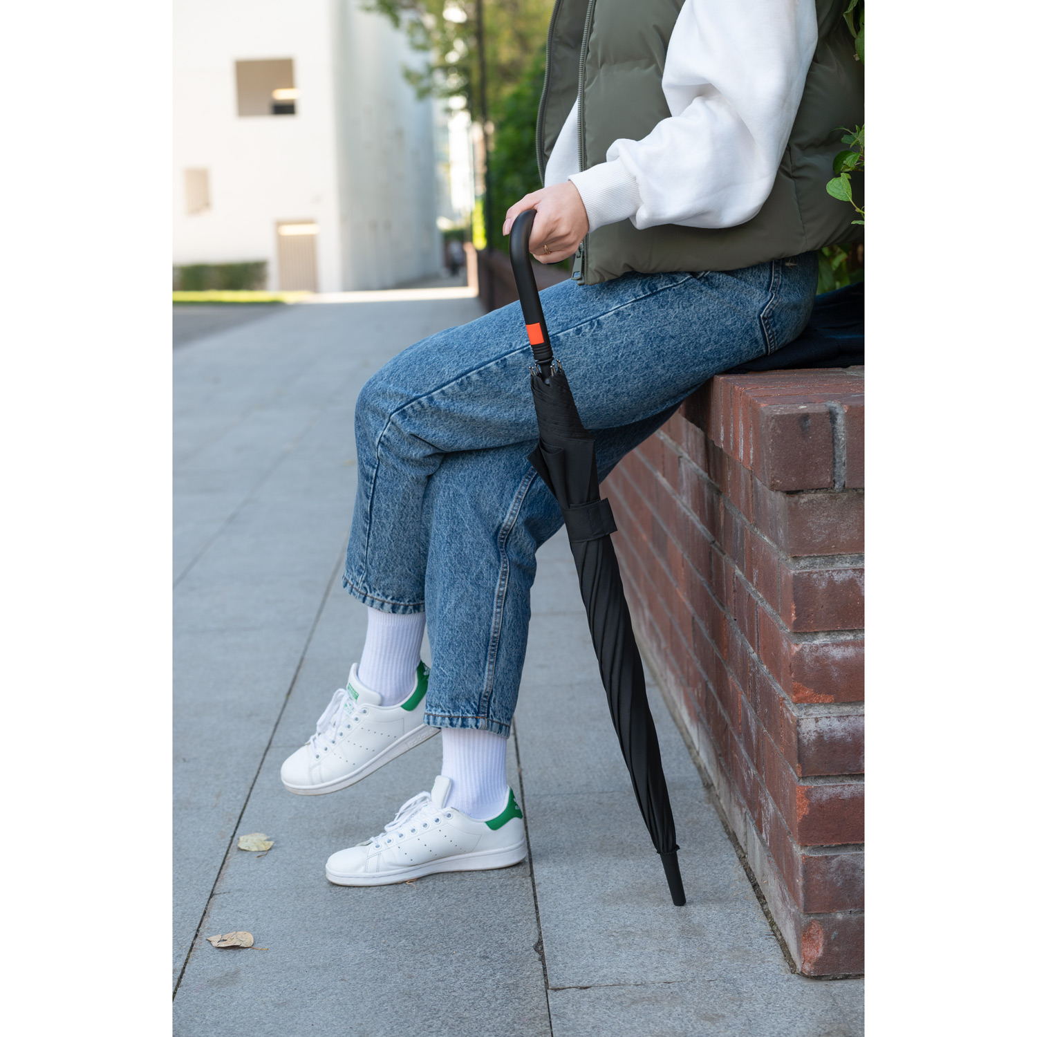 Зонт-трость Quantum, черный/оранжевый-13