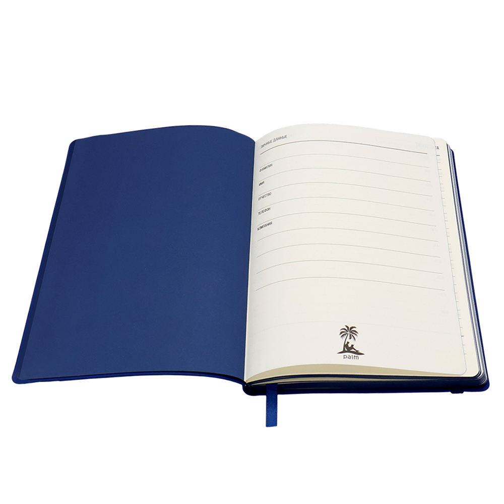 Ежедневник A5 недатированный Dante в мягком переплёте софт-тач, Синий-1