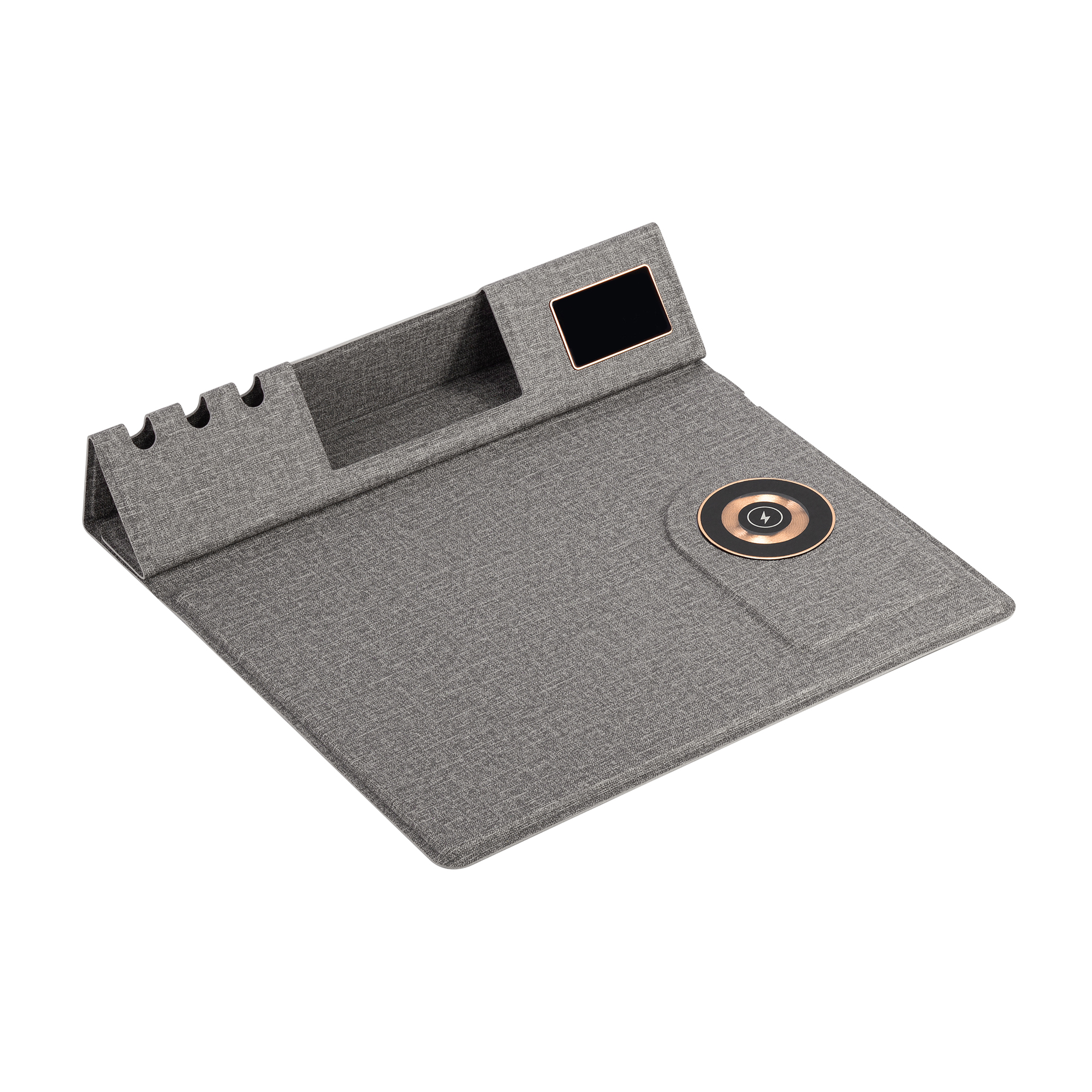 Настольная складная подставка "Cool Mat" с беспроводным (15W) ЗУ, сенсорной подсветкой логотипа, функцией MagSafe и ковриком для мыши-0