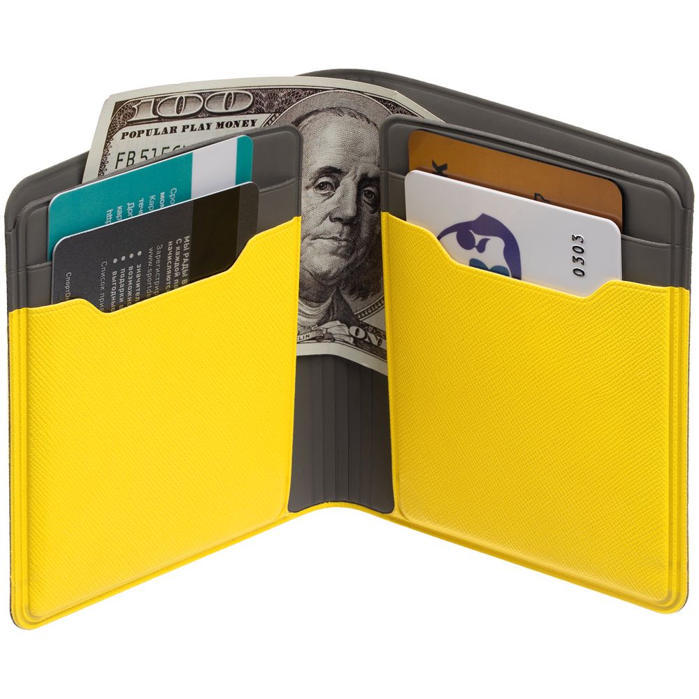 Картхолдер с отделением для купюр Dual, желтый-3