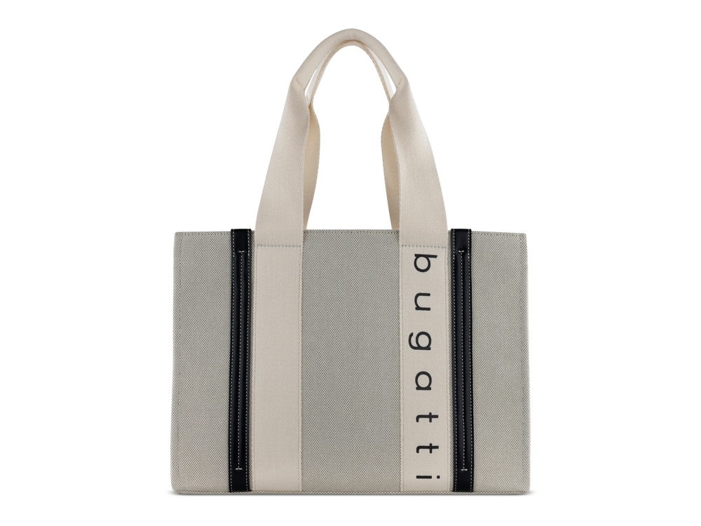 Сумка-тоут женская BUGATTI Ambra, бежево-черный цвет, хлопок/полиэстер, 36,5х19х27 см-1