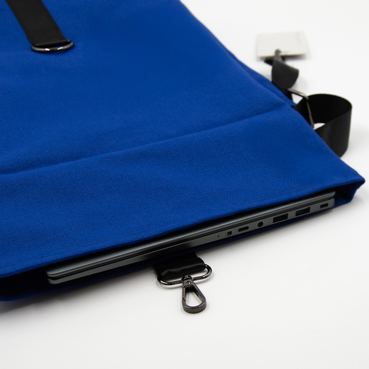 Шоппер Superbag Companion, с тремя отделениями, боковым креплением (карабин) и карманом (синий с черным)-9