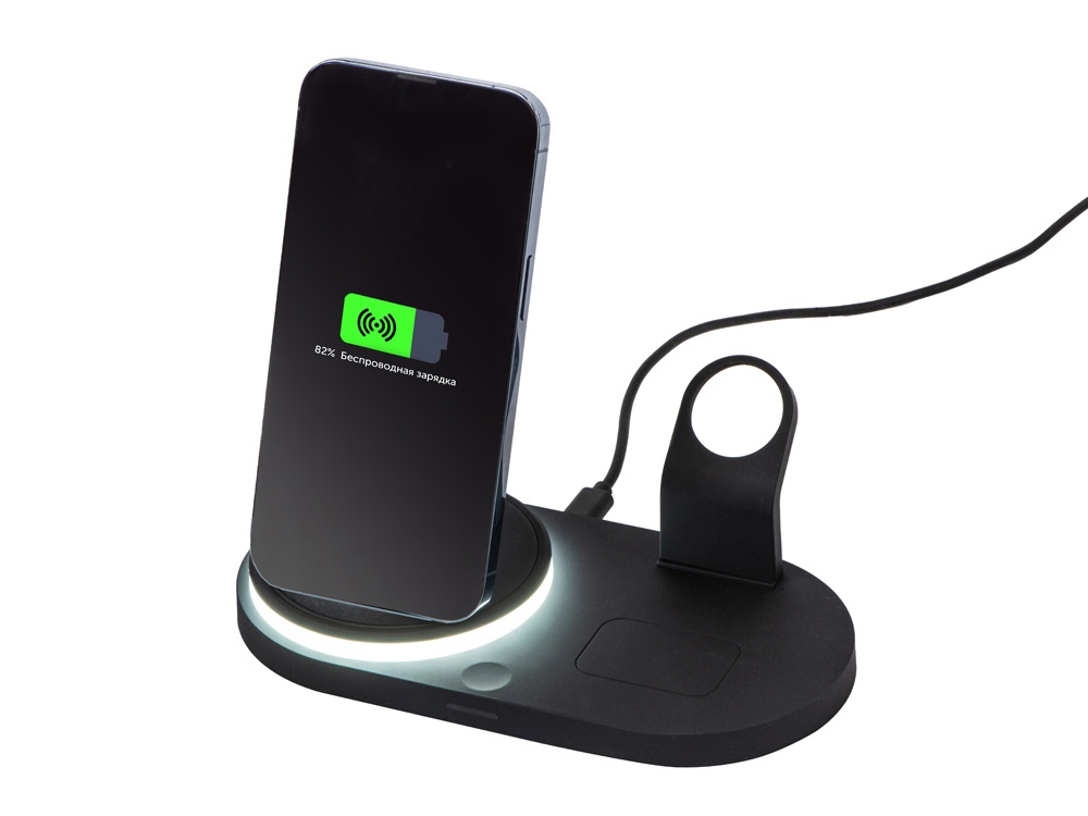 Складная зарядная станция с беспроводной зарядкой Flashport, 15 Вт, черный-1