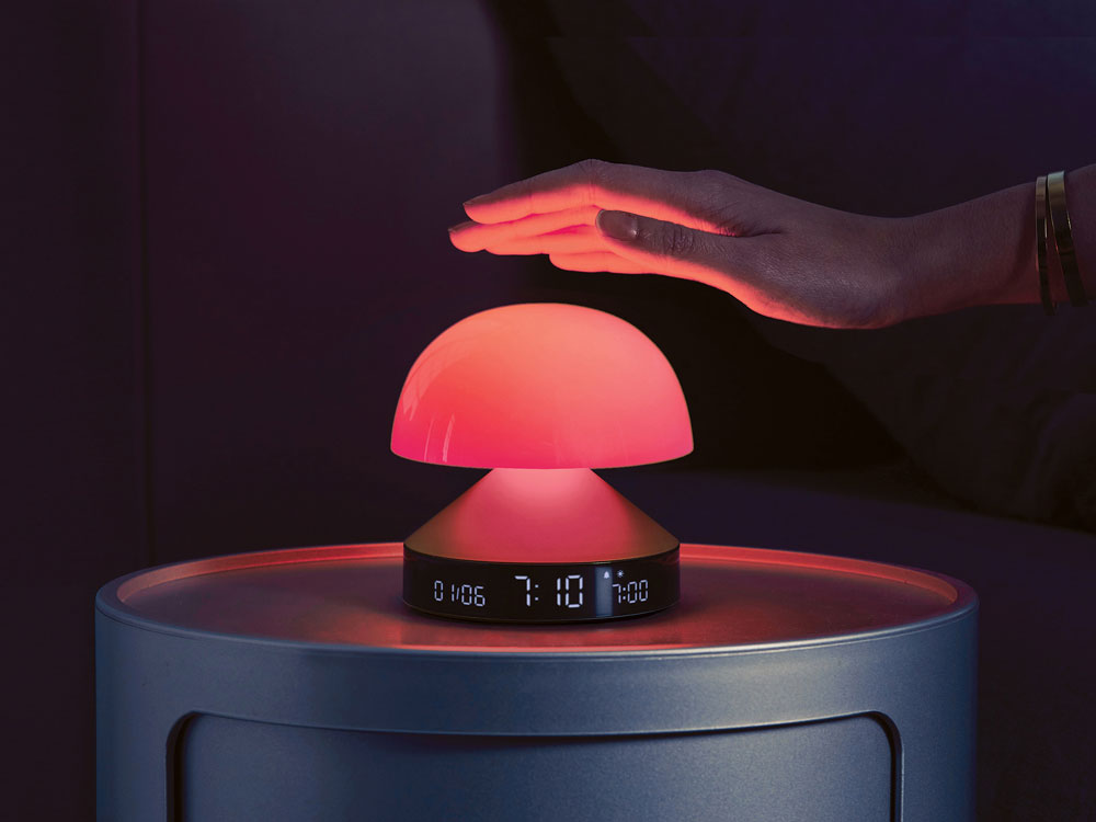 Светильник с часами и световым будильником Mina Sunrise, золотистый-13