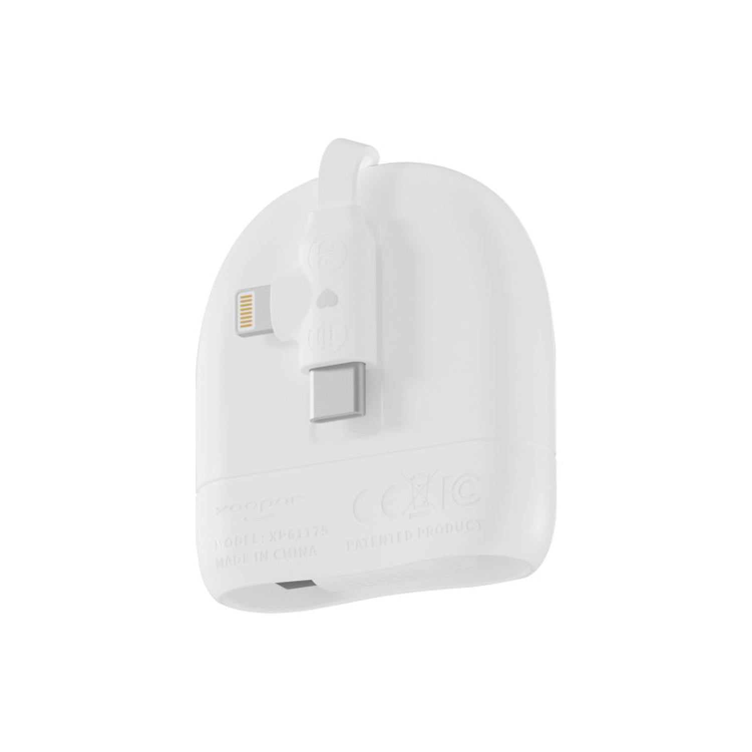 Кабель Xoopar ICE-R с ретрактором 2 в 1, разъёмы USB-C и Lightning, 60 Вт, белый-2