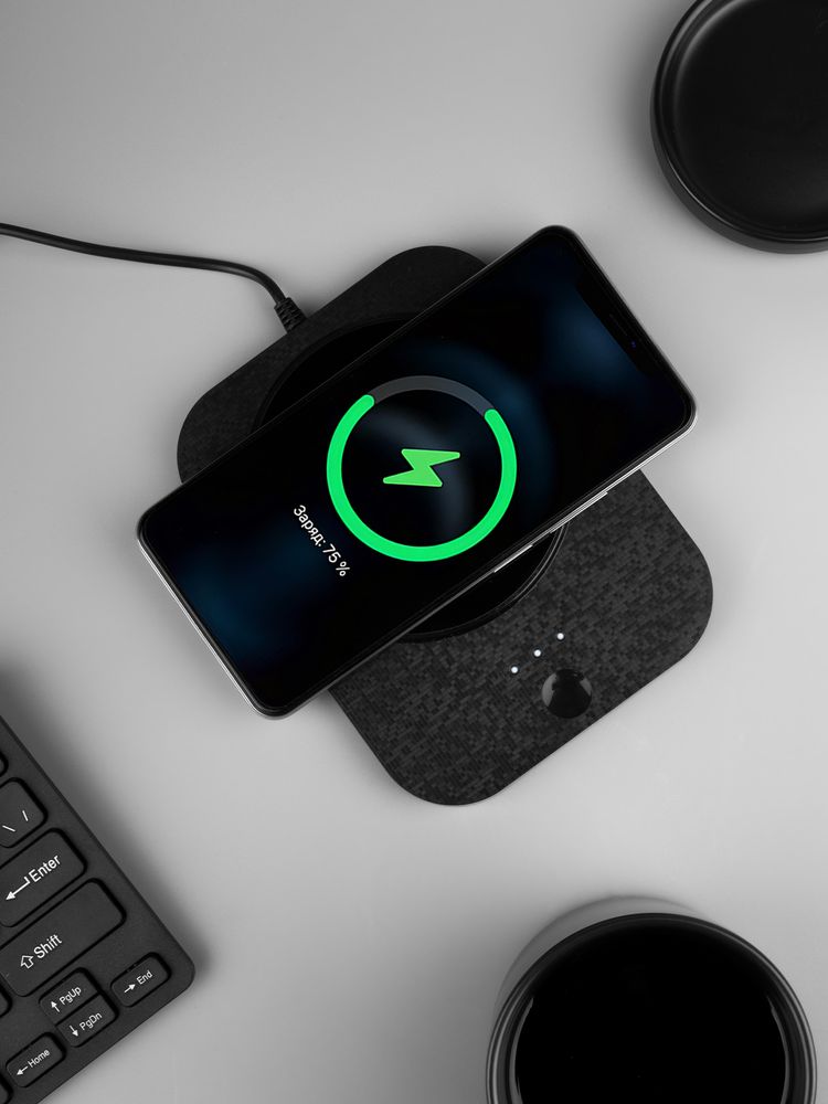 Кружка с подогревом и беспроводной зарядкой dualBase plus, черная-4