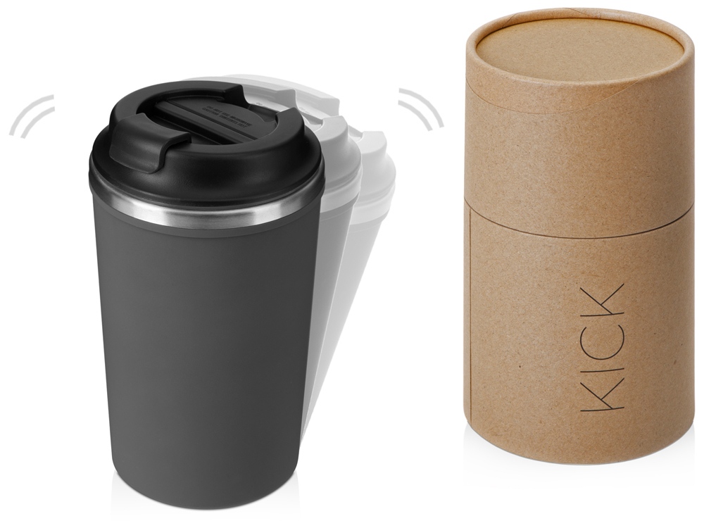 Герметичная термокружка на присоске Kick, 350 мл, серый-0