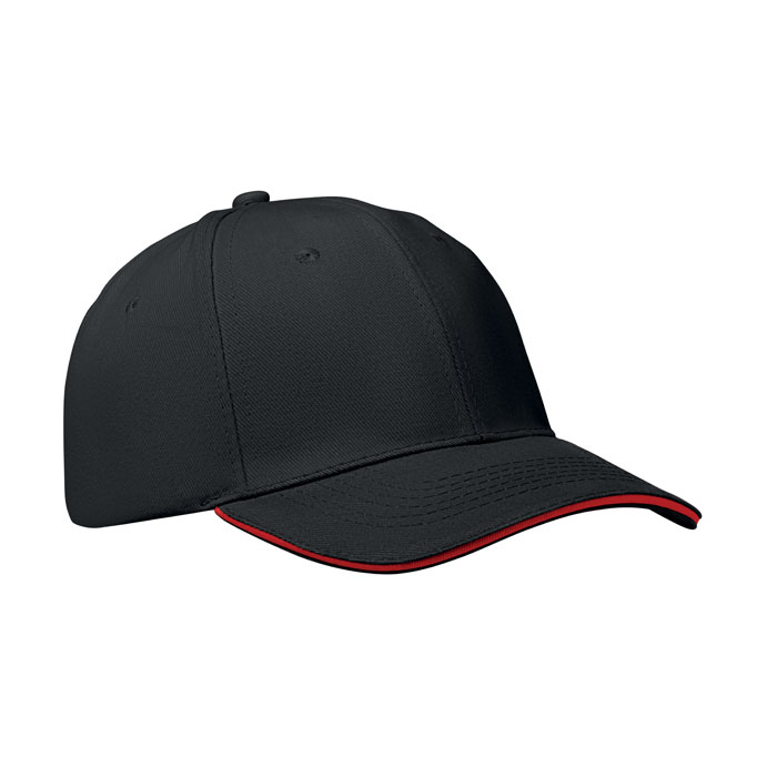 6 panel baseball cap, черный-0