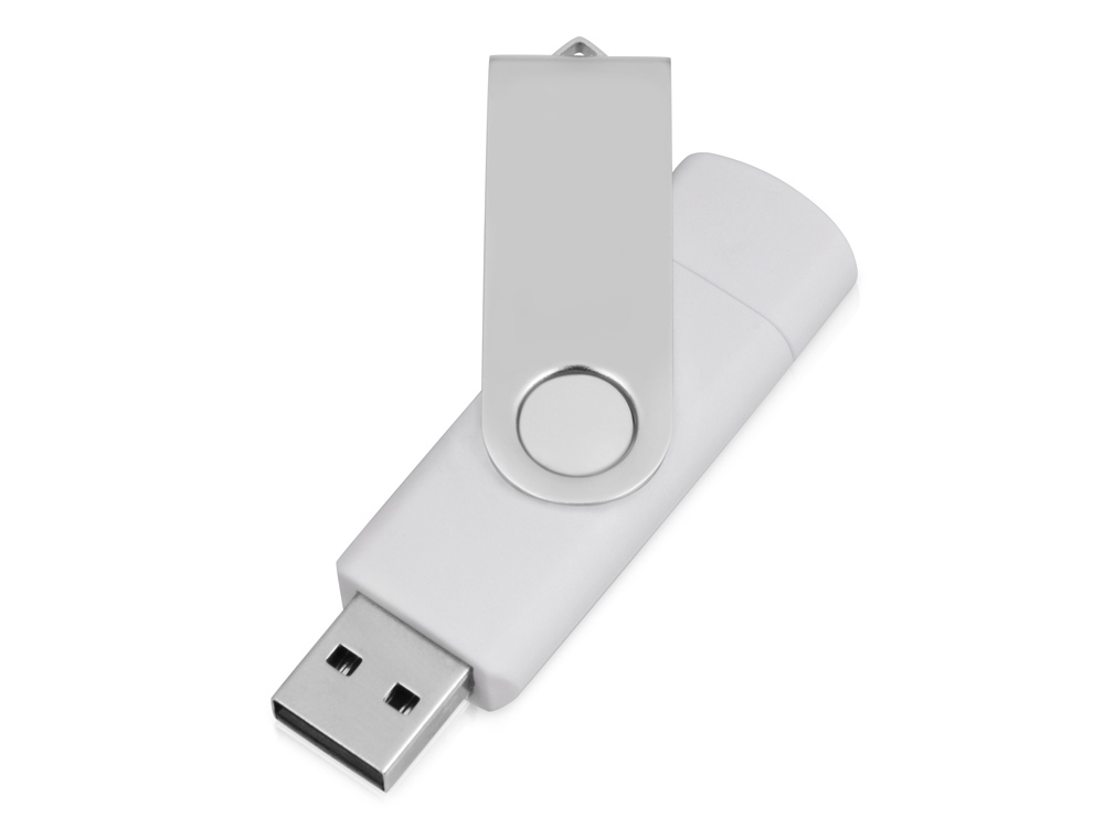 USB/micro USB-флешка 2.0 на 16 Гб Квебек OTG, белый-1