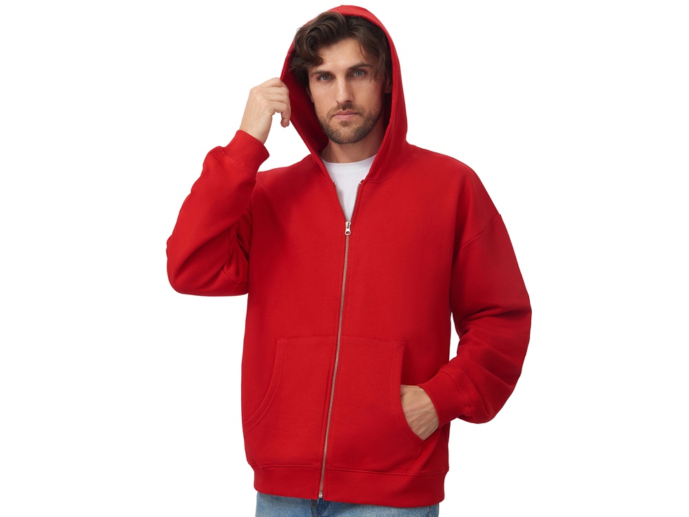 Толстовка оверсайз с капюшоном на молнии Monaco, красный-5
