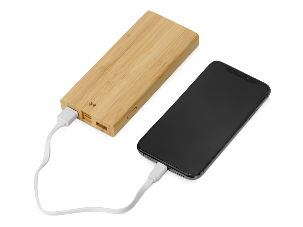 Внешний беспроводной аккумулятор из бамбука Bamboo Air, 10000 mAh-1