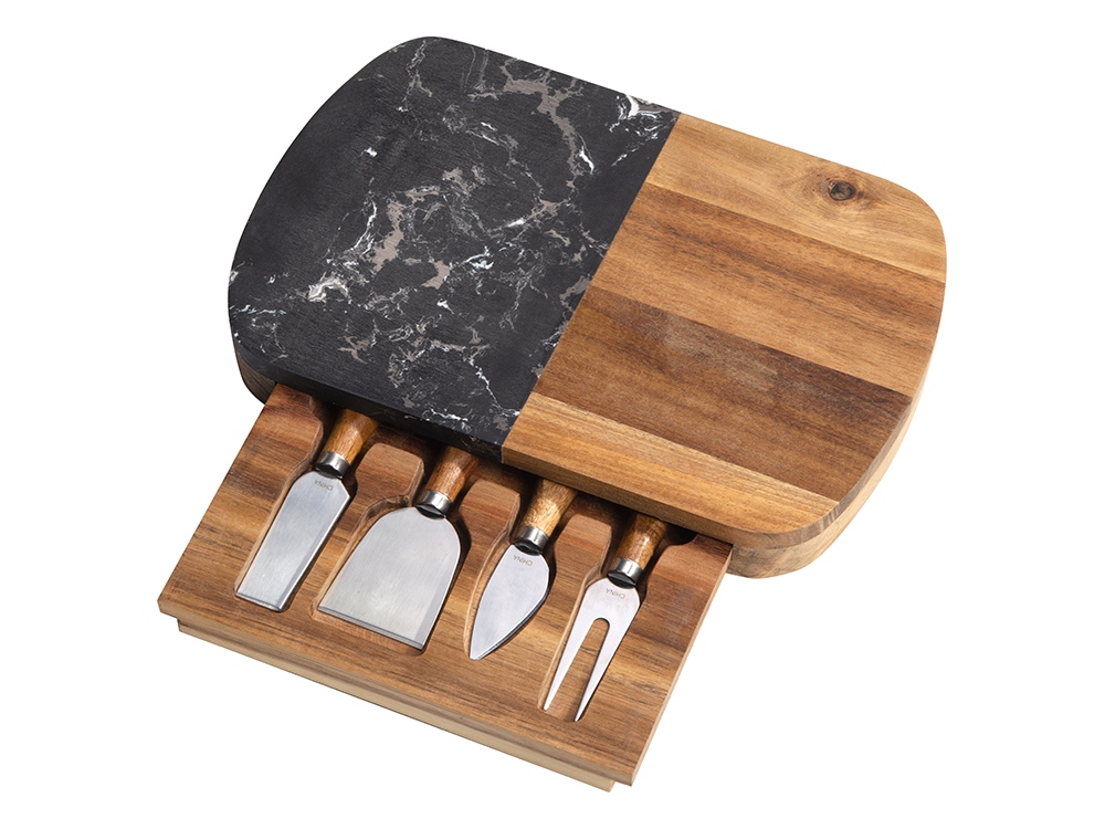 Набор для сыра в подарочной коробке из акации и мрамора Date-0