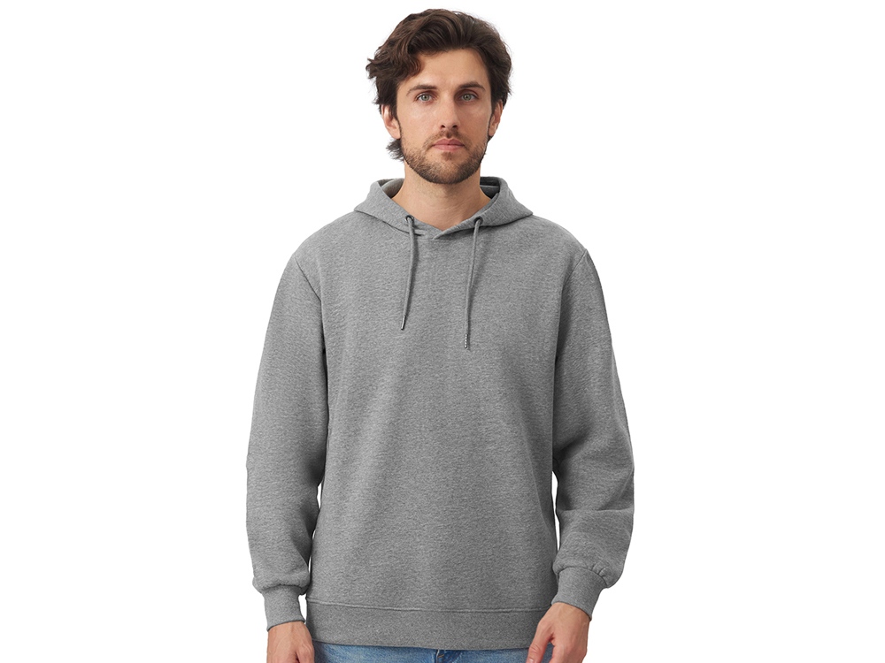 Толстовка с капюшоном оверсайз Lisbon унисекс, серый меланж-2