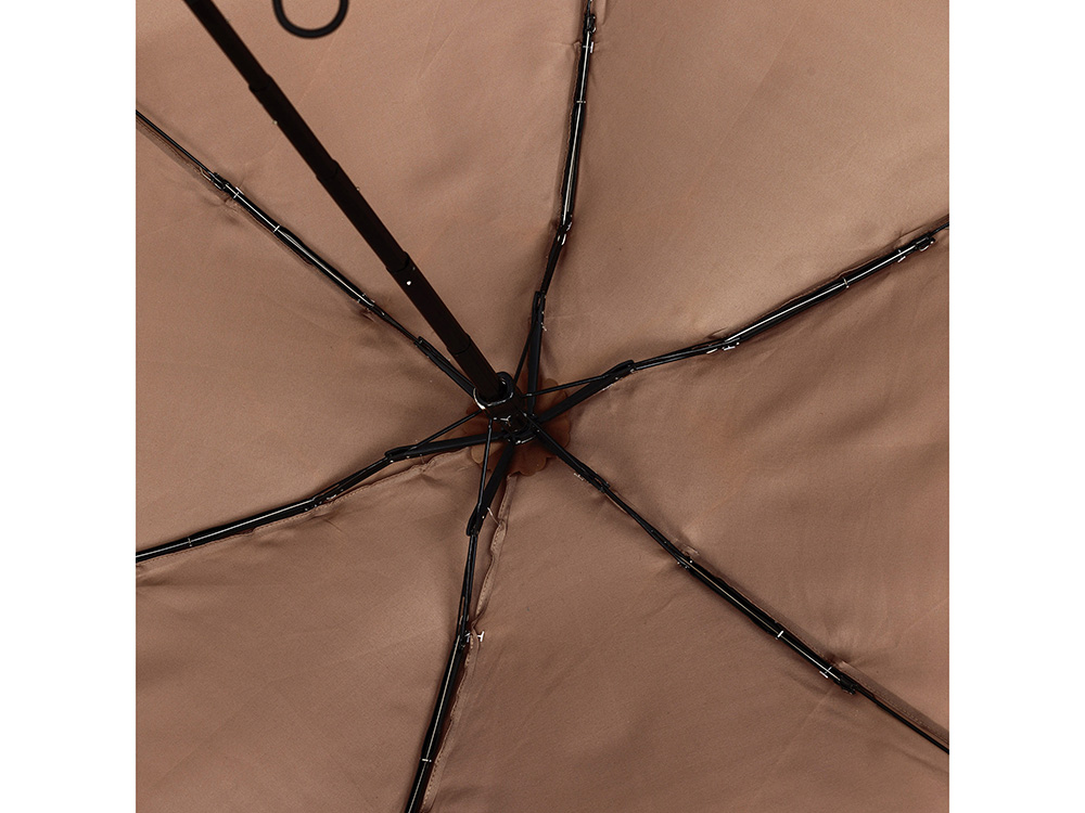 Зонт складной женский TORBER, механика, 5 сложений, коричневый, каркас алюминий, эпонж, пластиковая ручка, диаметр 91 см-3