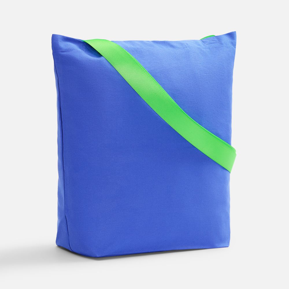 Шопер B5, синий с широкими зелеными ручками-1