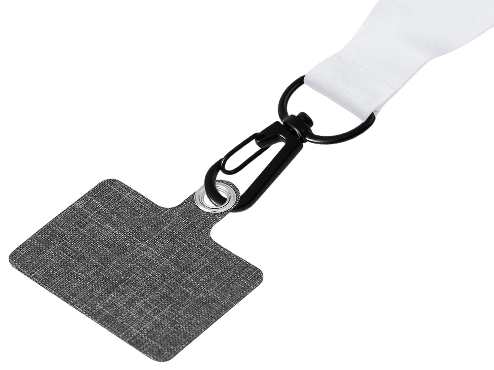 Ланъярд 2 см под сублимацию с трендовым карабином, замком обрыва и большим держателем для телефона из ПЭ, черный-3