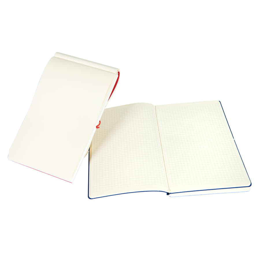 Бизнес-блокнот "Combi", 130*210 мм, бело-синий, кремовый форзац, гибкая обложка, в клетку/нелин, белый, синий-5