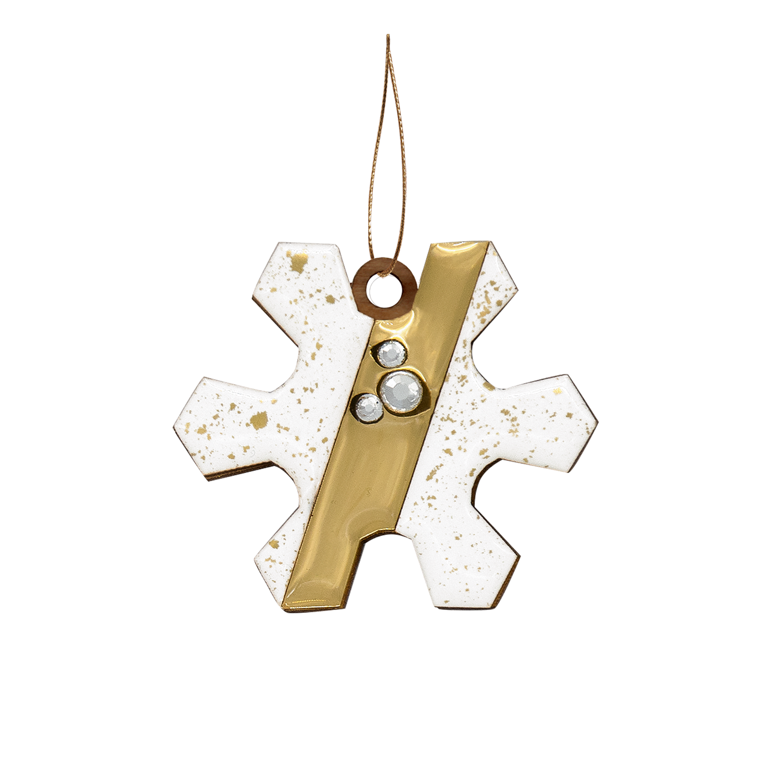 Ёлочная игрушка Снежинка (белый с золотым )-0