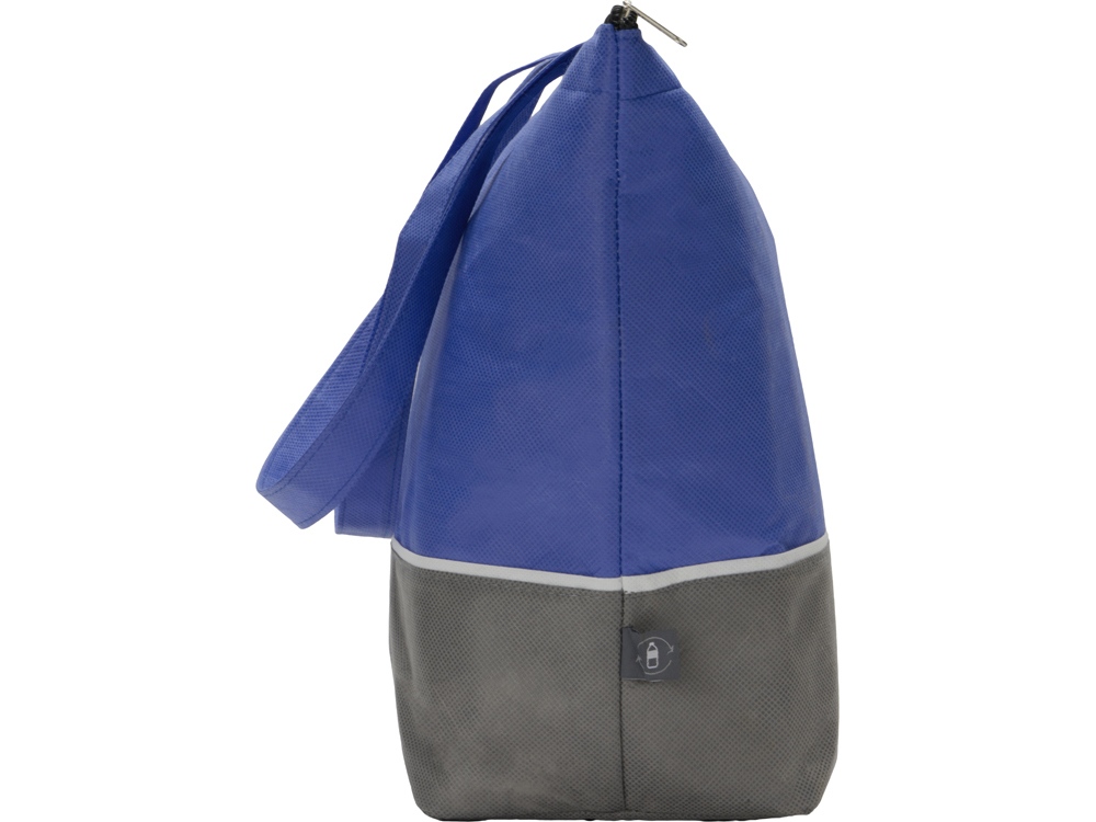 Сумка-холодильник Reviver с длинными ручками из нетканого переработанного материала RPET, синий/серый-3