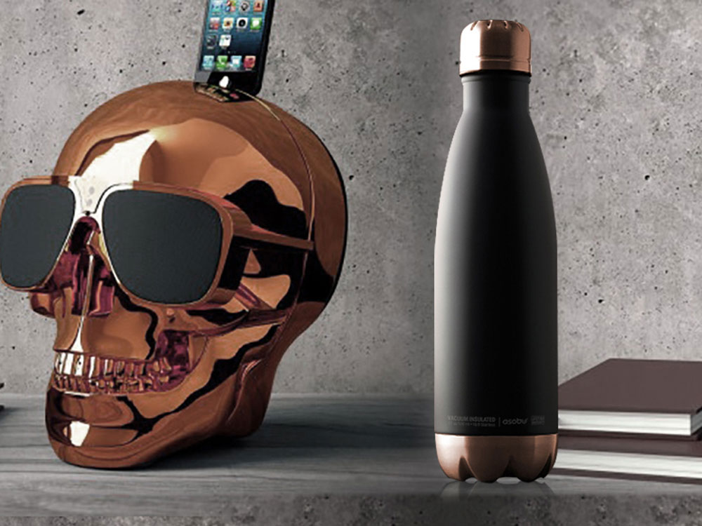 Термобутылка CENTRAL PARK, черный/медный-1