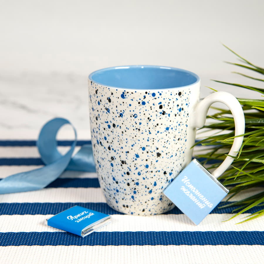 Кружка TERRAZZO, голубой, белый-7