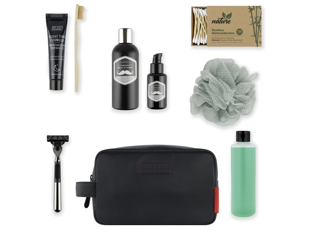 Несессер дорожный BUGATTI Clark, чёрный, воловья кожа/полиэстер, 20х10х13 см, 2,5 л-5